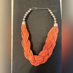 Women’s Braided Coral Bead Necklace - Orange